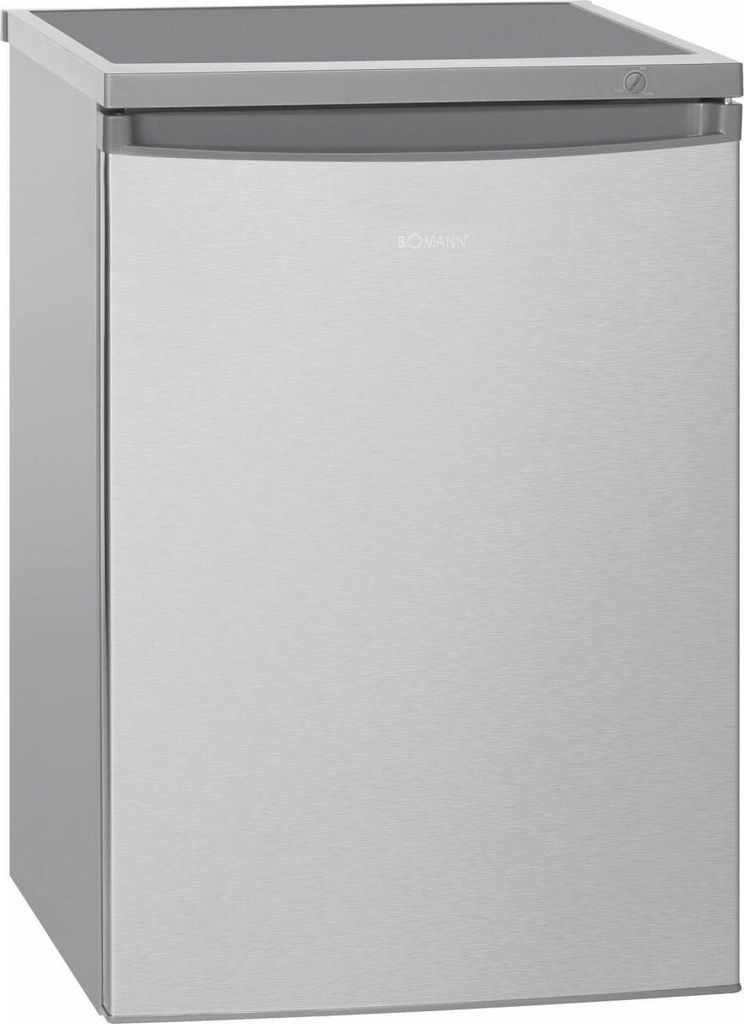 Bomann Kühlschrank mit Gefrierfach | mit 120L Nutzinhalt | Kühlen 107L & Gefrieren 13L | Fridge mit 3 Türablagen & 2 Glasablagen | KS 2184.1 inox