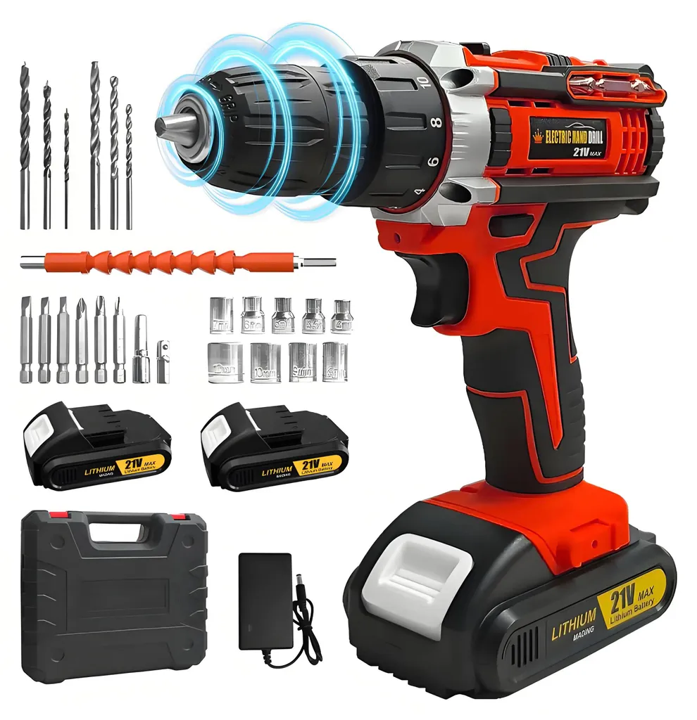 Perceuse visseuse sans fil 21V - 1600 tr/min avec batterie - Rouge Modèle X