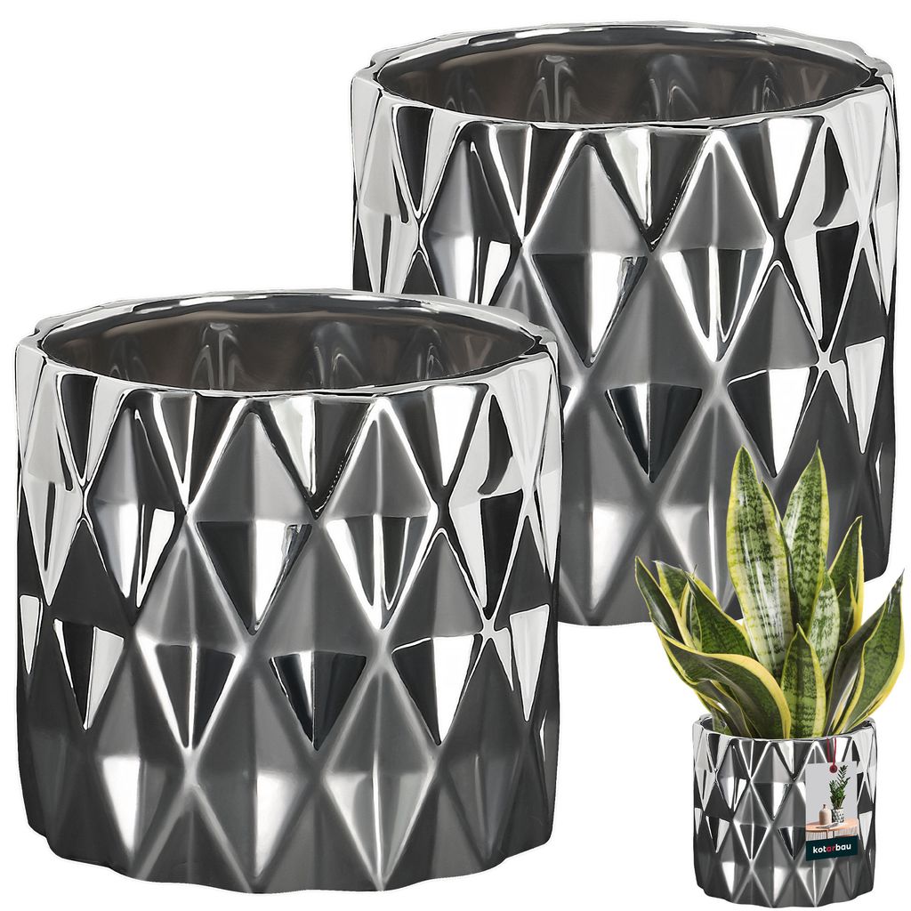 KOTARBAU® 2er Set Keramik Blumentopf Übertopf Glasiert Produktbild 