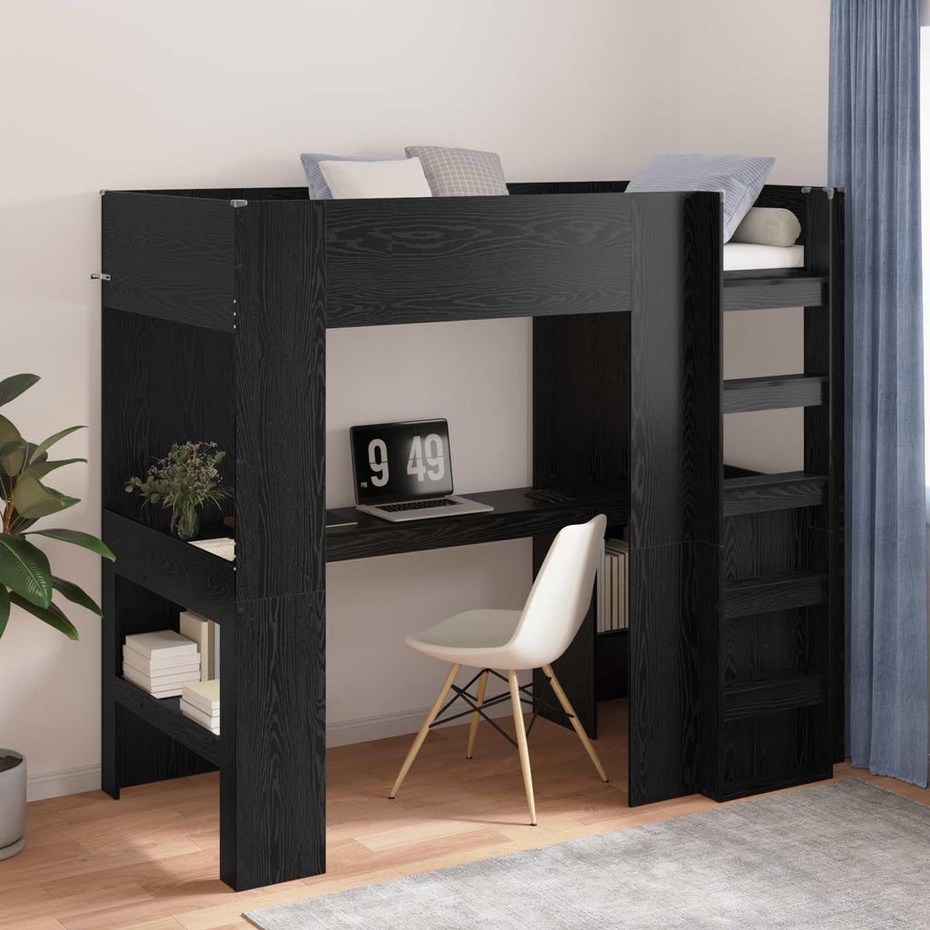 "Schlussverkauf" Einzelbett 1 PLACE - EtagenBettgestell einzel - mit Schreibtisch Schwarz Eichen-Optik C1889