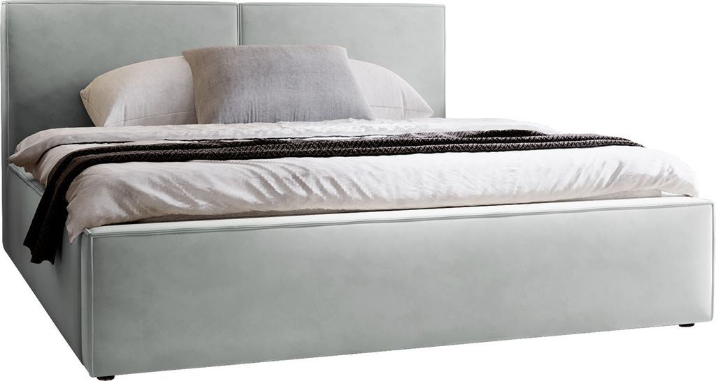 MIRJAN24 Polsterbett Santos, Doppelbett mit Bettkasten, Ehebett, Gasdruckfeder, Lattenrost (Farbe: Manila 14, Größe: 160x200 cm)
