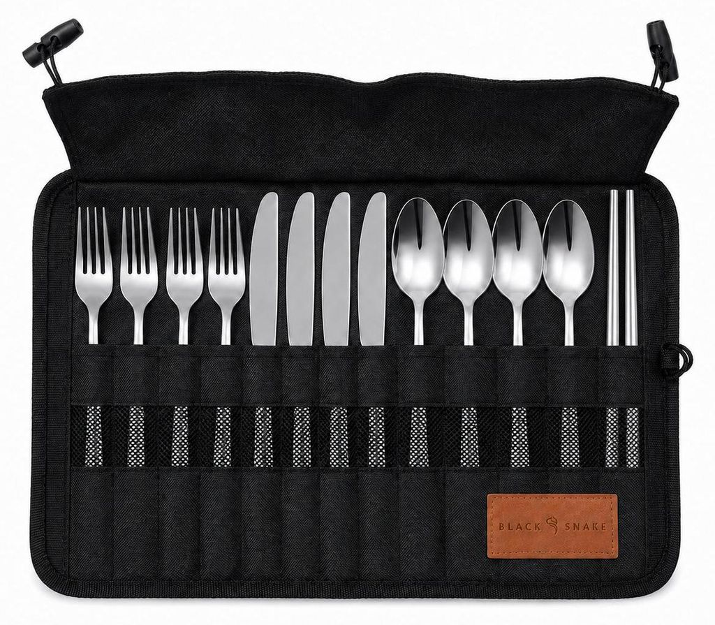 Black Snake Camping Besteck Set für 4 Personen – Edelstahl Produktbild 