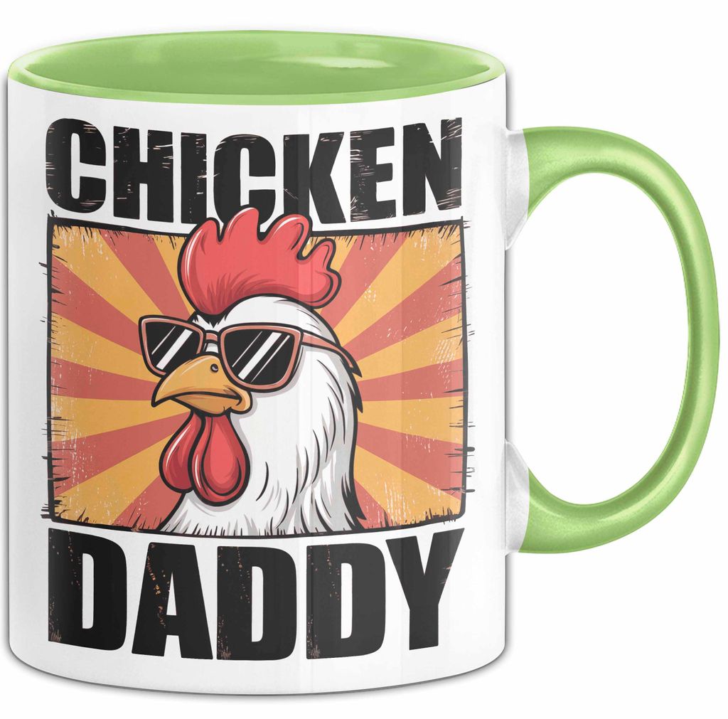 Huhn Tier Bauer Tasse Becher Geschenk Lustige Geschenkidee Spruch Hühnerpapa (Grün)