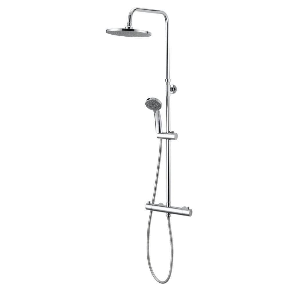 Bluerain Duschgarnitur Regendusche 20 cm Chrom Messing Thermostat 150 cm Schlauch