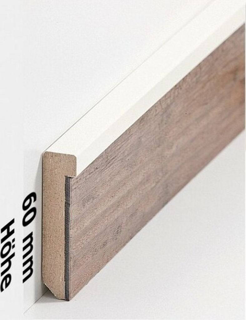 Sockelleiste MDF 13 x 60 x 2500 mm Creme MDF-Kern foliert Fußleiste für Vinylboden by PROVISTON 2.5 Meter | 1 Stück
