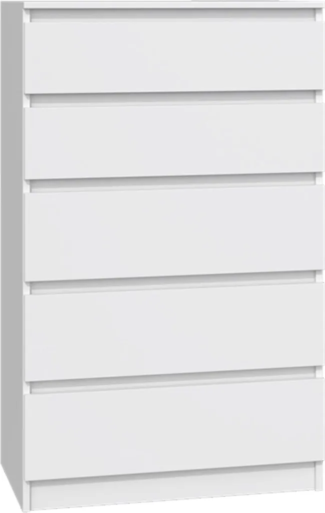 Chiffonnier Blanc 5 Tiroirs Malwa 70 cm - Meuble de Chambre Contemporain