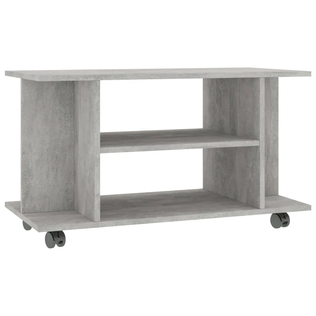 Porta TV Grigio Cemento 80 cm con Rotelle | Mobile Multimediale Basso