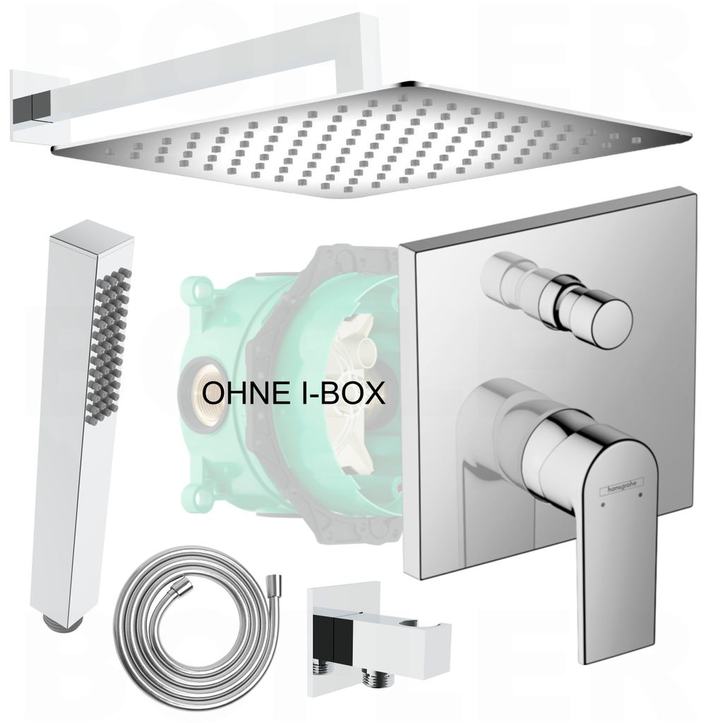 HANSGROHE VERNIS SHAPE | DEUSENFELD | BOFLER Duschsystem #60-O, Unterputz Armatur, Regendusche 30x30cm, Brausearm, Brauseset mit Stabhandbrause, chrom