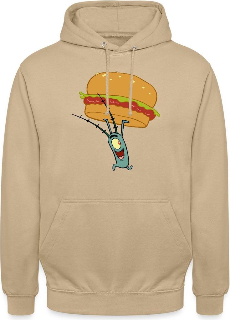 Spreadshirt Spongebob Schwammkopf Plankton Mit Hamburger Uni Hoodie, XXL, Beige