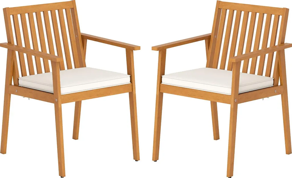 Chaises de Terrasse en Bois pour Repas en Extérieur Ensemble de 2 Pcs