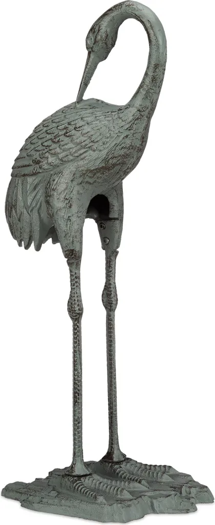 Statue de Jardin Durable : Grue en Fonte Anti-vent et Intempéries