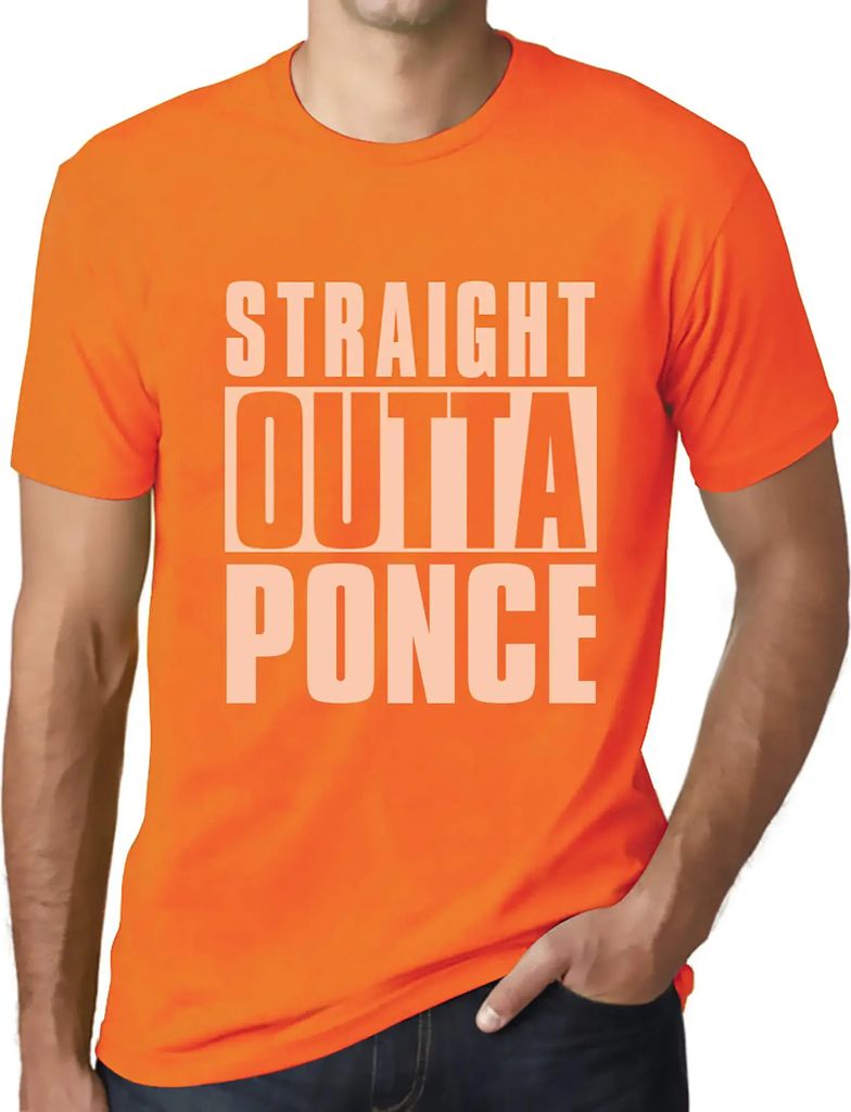 Herren Grafik T-Shirt Straight Outta Ponce Öko-Verantwortlich Vintage Jahrgang Kurzarm Lustige Druck Geburtstag Geschenk Mann