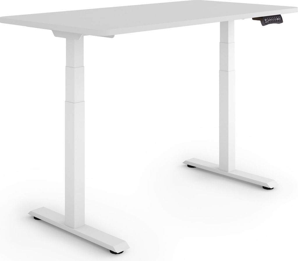 ESMART Germany EZX-132WG 120x60cm Hellgrau Ergonomischer Steh-Sitz-Schreibtisch Stufenlos elektrisch höhenverstellbar 60,5-125,5 cm 3 x Memory Akt...
