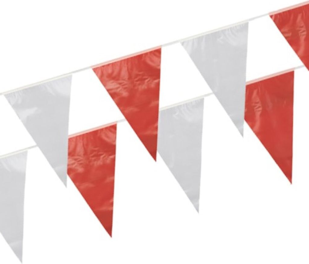 Papstar Wimpelkette rot weiß aus wetterfester Folie Länge 10m
