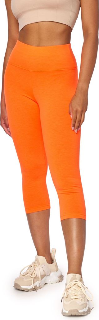 Bellivalini Neon Leggings Damen High Waist 3/4 BLV50-298 (Neon Orange, XS)