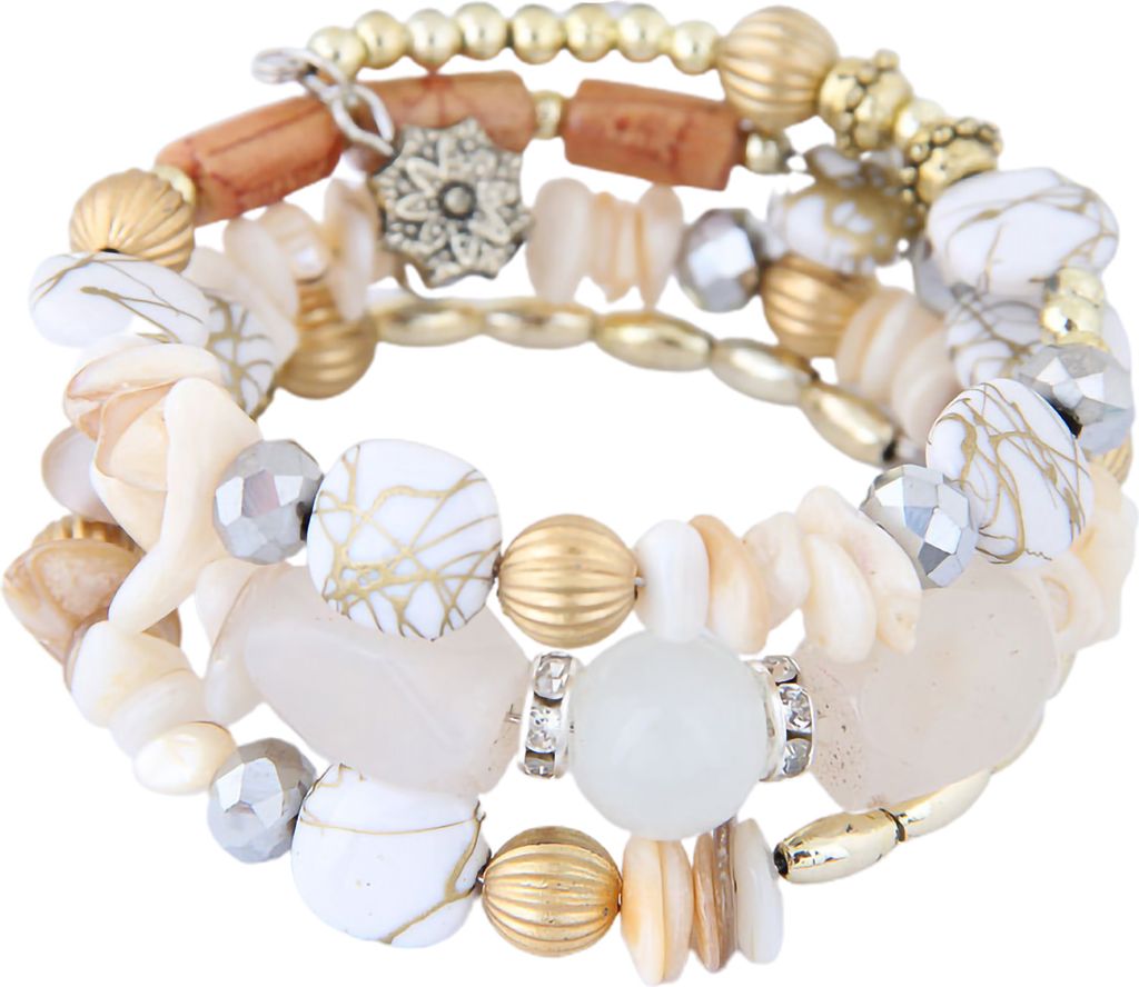 Damen-Armband, Perlen, Vintage-Stil, türkisfarbener Kunstkristall, Studentenarmband für den täglichen Gebrauch-Weiß
