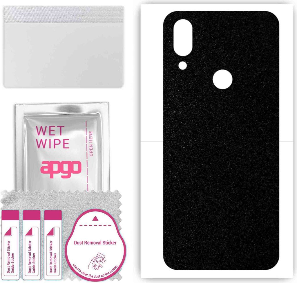 apgo Rückseite Schutzfolie, Skin, kompatibel mit Umidigi A3S, Hinten Displayschutzfolie aus Vinylfolie, kratzfest, einfache Montage - Mattschwarz