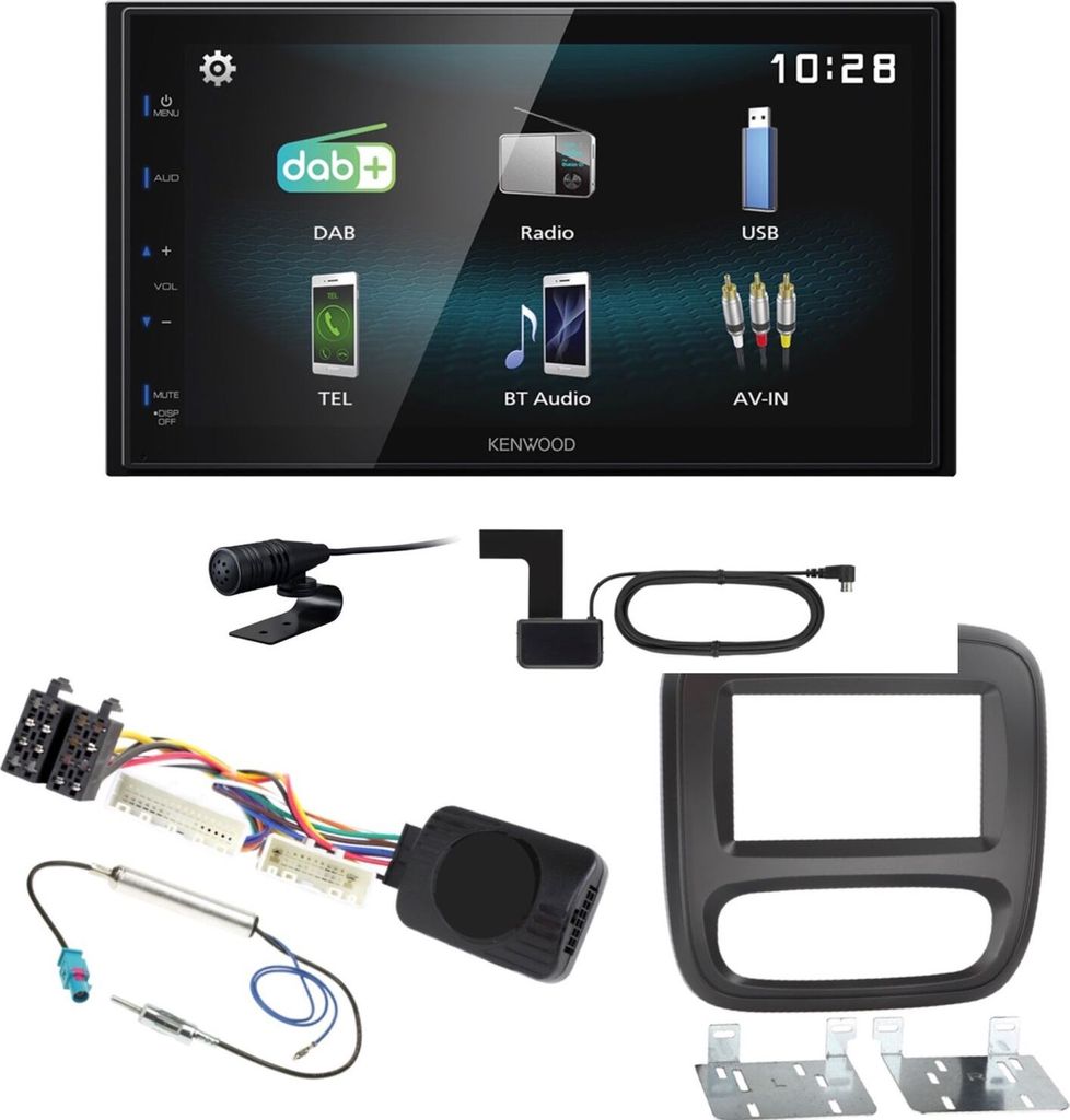 Kenwood DMX-125DAB Bluetooth MP3 DAB+ Autoradio Einbauset für Nissan NV300