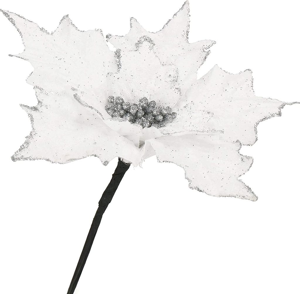 SPRINGOS Weihnachtsstern Poinsettie 26 cm Adventsstern Kunstblume Dekoration Kränze Christbaum (Weiß 26 x 23 cm)