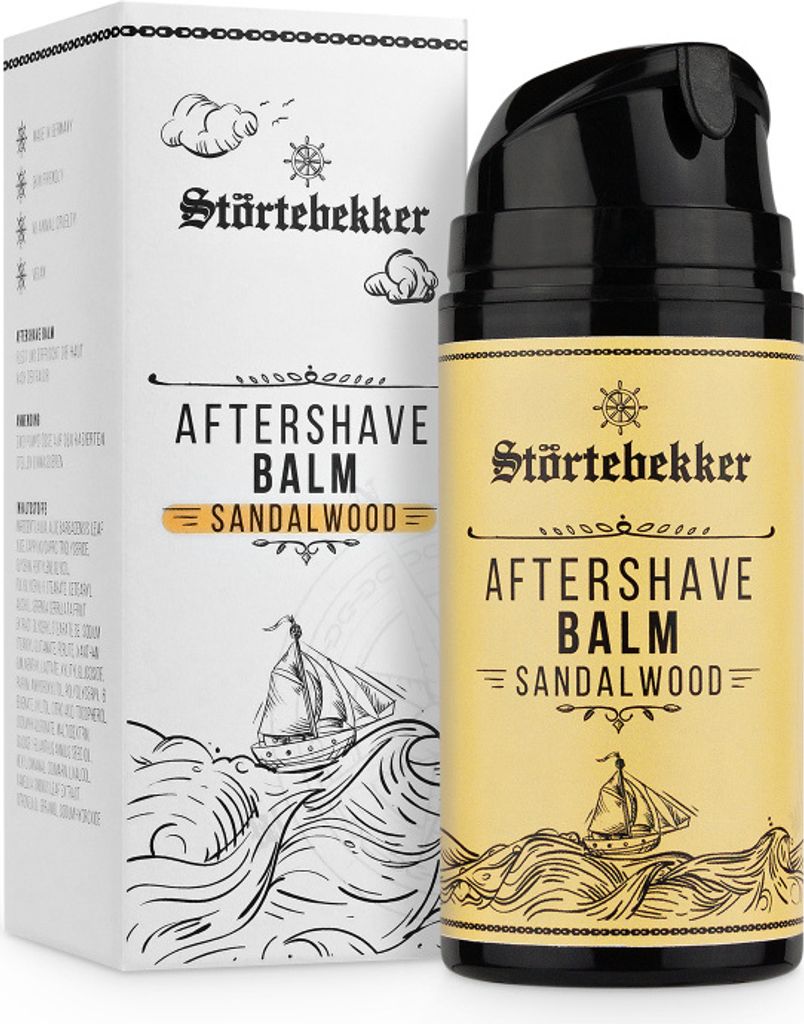 Störtebekker After Shave Balm - Gegen Hautirritationen und Rasurbrand- Beruhigende Wirkung - Angenehmer Sandelholz Duft - 100 ml After Shave Balsam