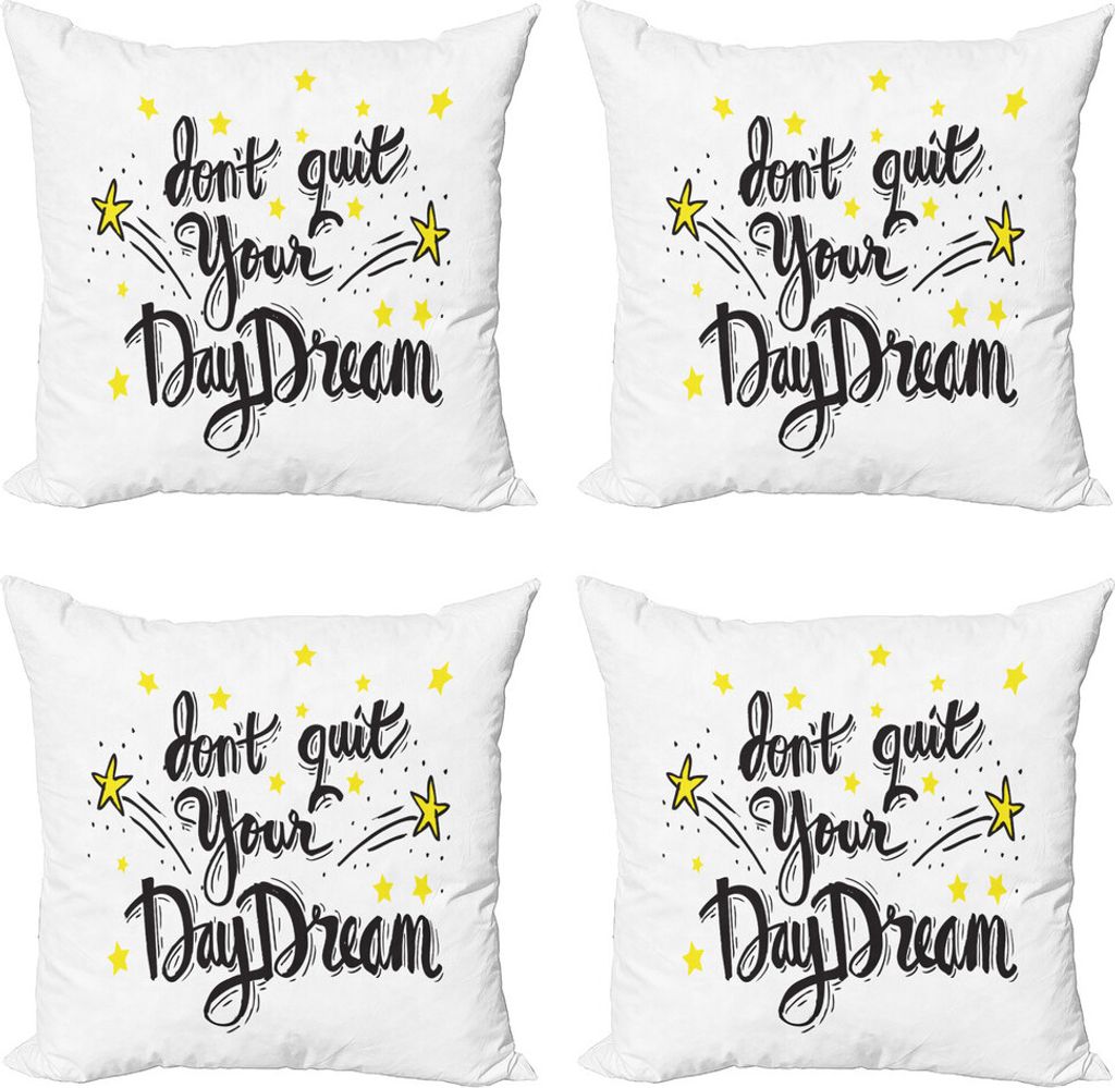 ABAKUHAUS Traum Kissenbezug Set (4 Stück), Beenden Sie nicht Ihren Daydream Stern, Moderner Doppelseitiger Digitaldruck, 45 cm x 45 cm, Gelb Schwa...