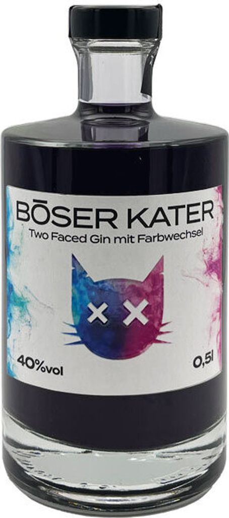Böser Kater Two Faced Gin mit Farbwechsel, alc. 40 Vol.-%- 0,5 l