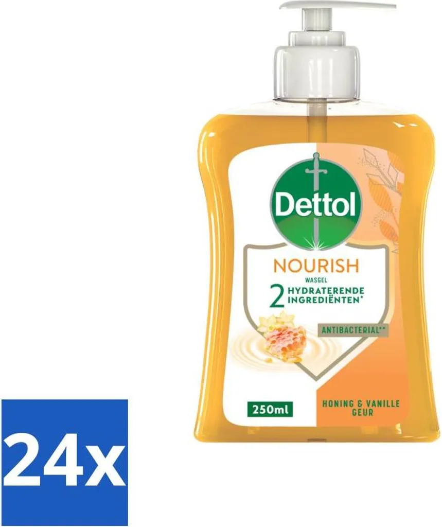 Dettol Sapone Mani Miele e Vaniglia 250ml x24 - Scorta Risparmio Famiglia