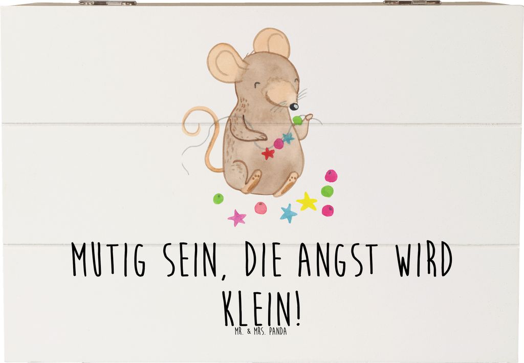 Mr. & Mrs. Panda Truhe Angst überwinden 22 x 15 cm - Weiß - Geschenk, Zuversicht, Inspiration, Vertrauem, Herausforderungen, fotobox, Trost, Stä...