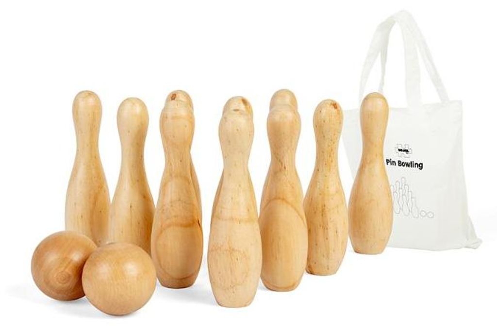 BigJigs Holz Bowling Set - buntes Spielzeug für Kinder
