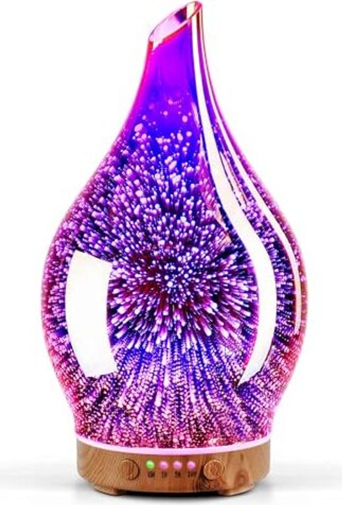 Porseme Aroma Diffusor-Luftbefeuchter 150 ml, handgefertigter 3D-Ultraschall-Stille 7 farbveränderte LEDs Room BPA Free Home Yoga Spa Timer (Rosé...