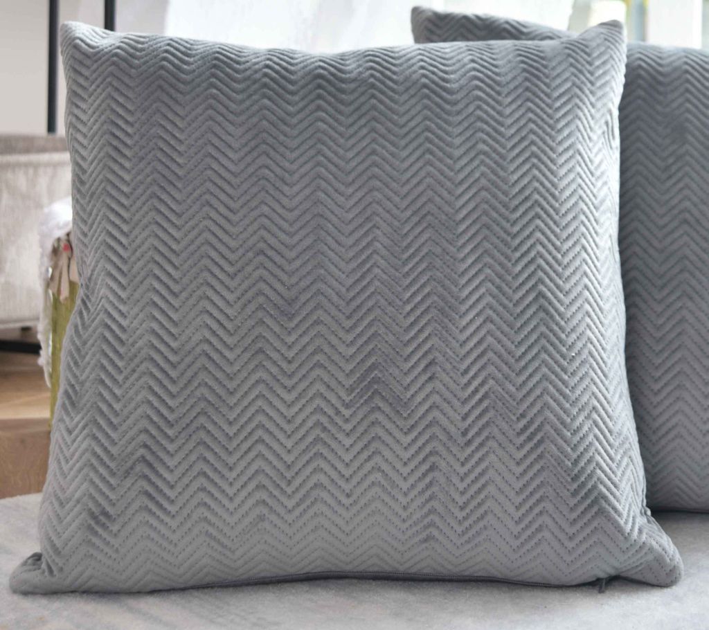 Kissen Dekokissen LxB 45x45 cm Grau Jacquard »GRETA« mit Fischgrät-Design pflegeleicht Reißverschluss weiche 320g Füllung - Vielfältige Farba...