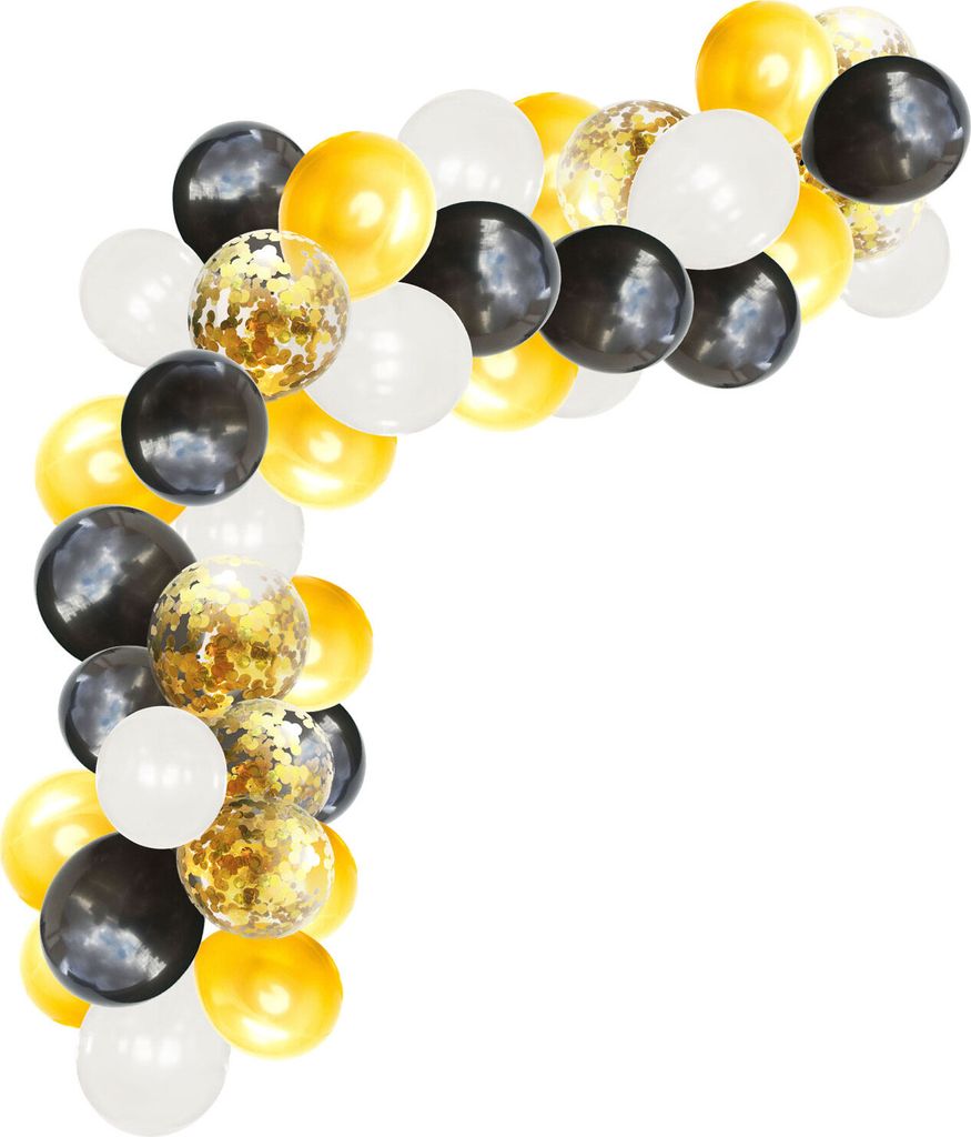 Oblique Unique XXL Luftballon Girlande Ballon Banner Deko für Kinder Geburtstag Jubiläum Hochzeit JGA gold schwarz