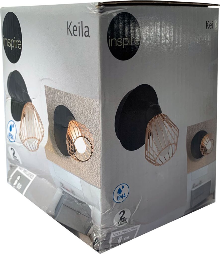 Inspire Wandleuchte Keila Kupfer IP44 max. 20W G9 ohne Leuchtmittel schwenkbar