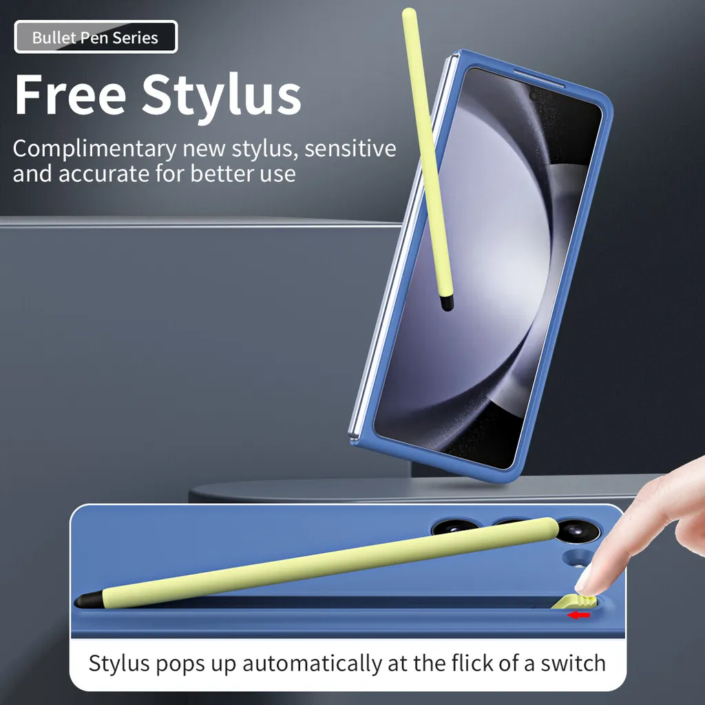 Custodia per Samsung Galaxy Z Fold 6 sottile e opaca con protezione dello schermo e penna a sfioramento blu - 3