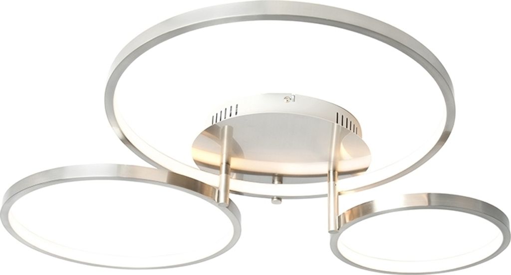QAZQA - Moderne Deckenleuchte I Deckenlampe I Lampe I Leuchte aus Stahl I Silber I nickel matt inkl. LED und Dimmer - Rondas Dimmer I Dimmbar I Woh...
