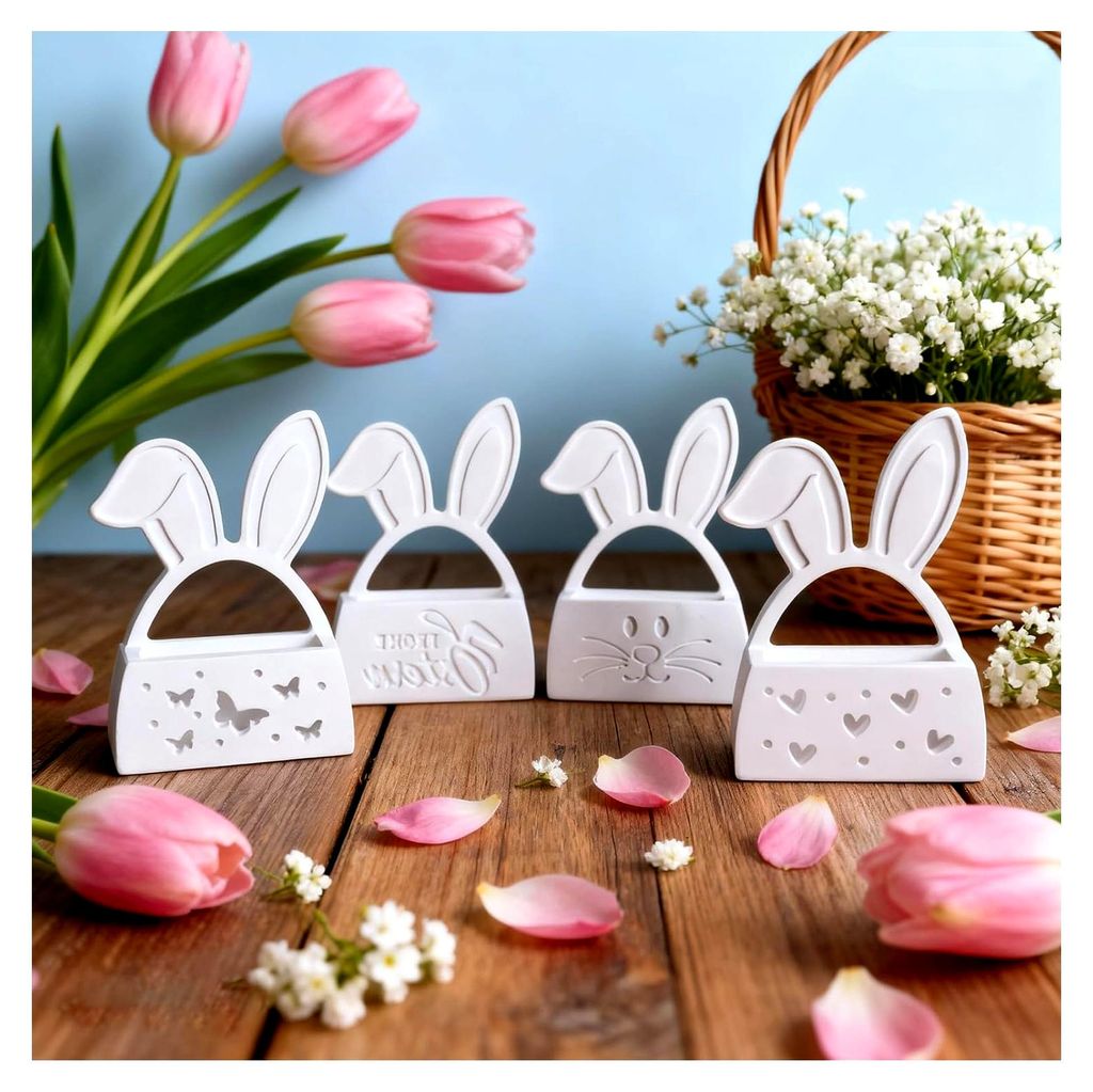 Silikonformen Gießformen für Ostern, Vase, Hase, Blumenkorb, Geldgeschenk