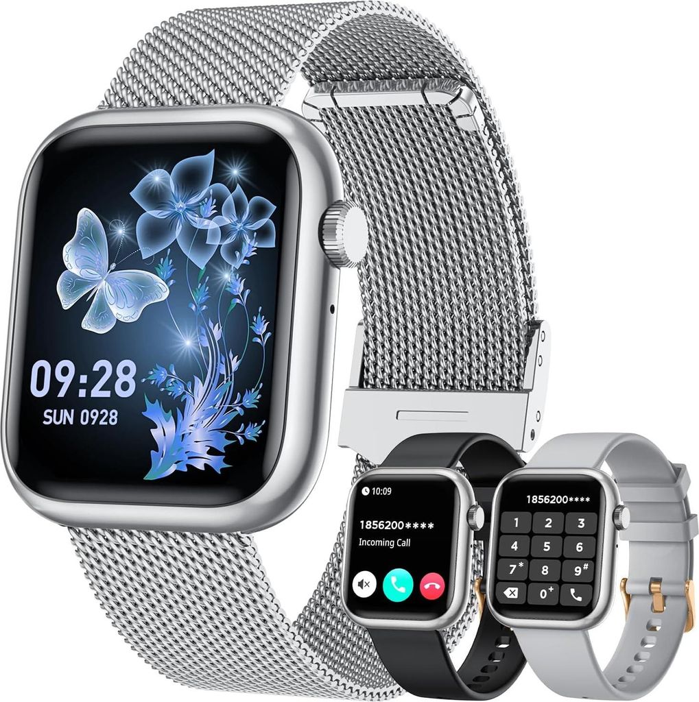 Damen Smartwatch mit Telefonfunktion 1.83" Fitness Uhr mit 120+ Sportmodi Herzfrequenz Schlafmonitor Schrittzähler & IP68 wasserdicht