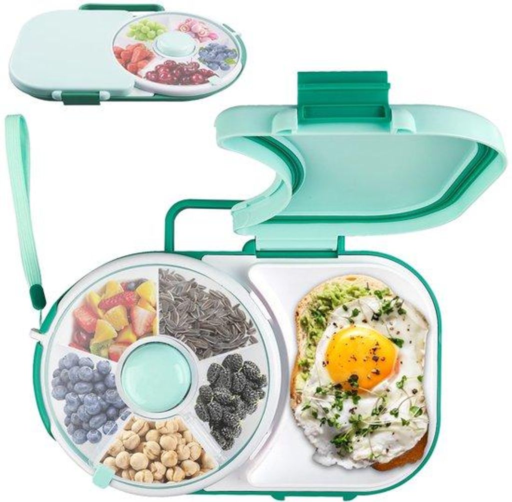Multifunktioneller, tragbarer Snack-Organizer mit 5 Fächern, BPA-frei, für ein Familienfest im Freien (grün)