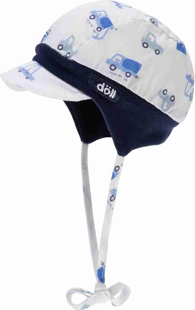 Jungen Baseballcap, gebunden, weiß, Fahrzeuge, Döll