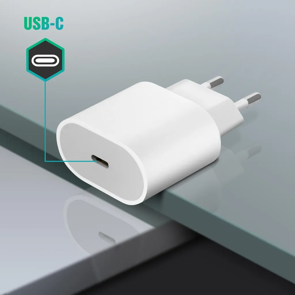 Alimentatore per ricarica rapida USB-C Power Delivery 20W, caricatore da parete - Bianco - 5