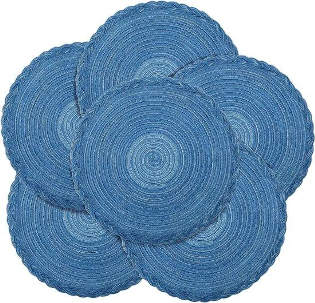 Sets de table ronds bleus 38cm lavables pour cuisine et salle à manger
