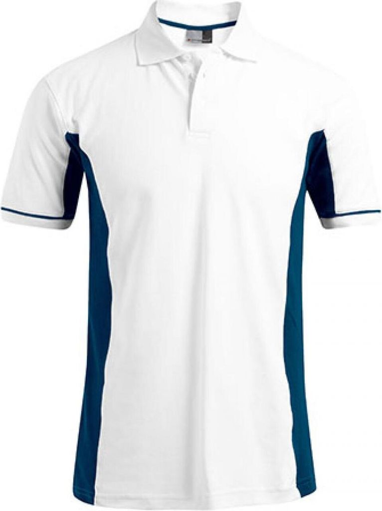 Funktions Kontrast Poloshirt Herren, Weiß-Indigoblau, S