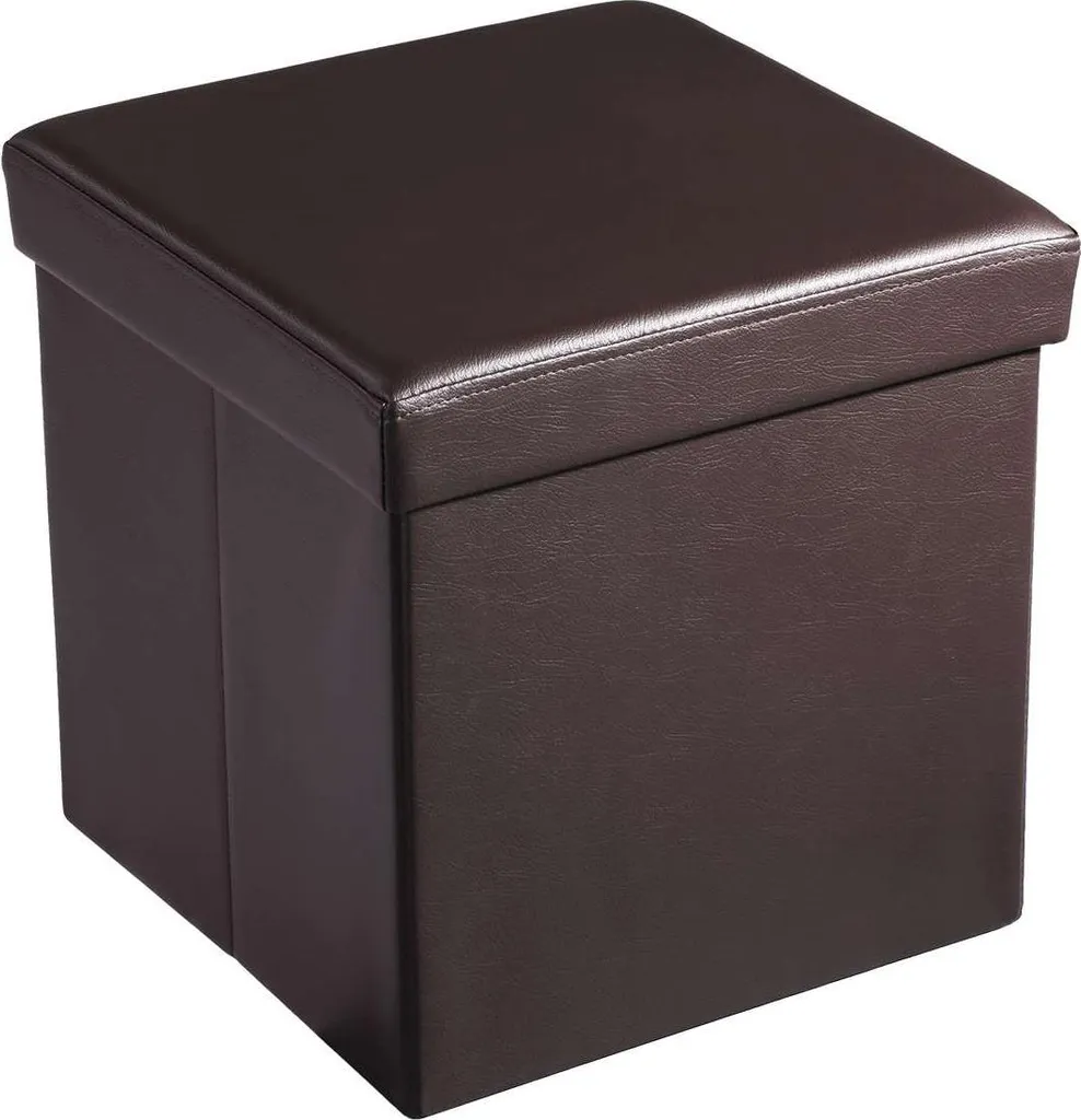 Cube d'assise brun foncé en similicuir - Finition premium et confort