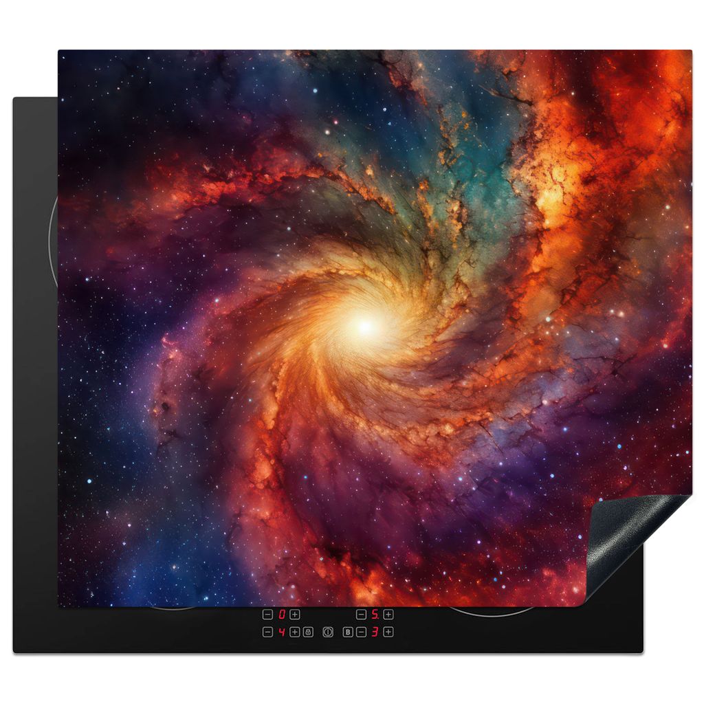 KitchenYeah Herdabdeckplatte Sternenhimmel - Weltraum - Galaxie - Neon , 57x51cm, Küche Deko, Glaskeramikkochfeld Herdabdeckung, Abdeckplatte f...