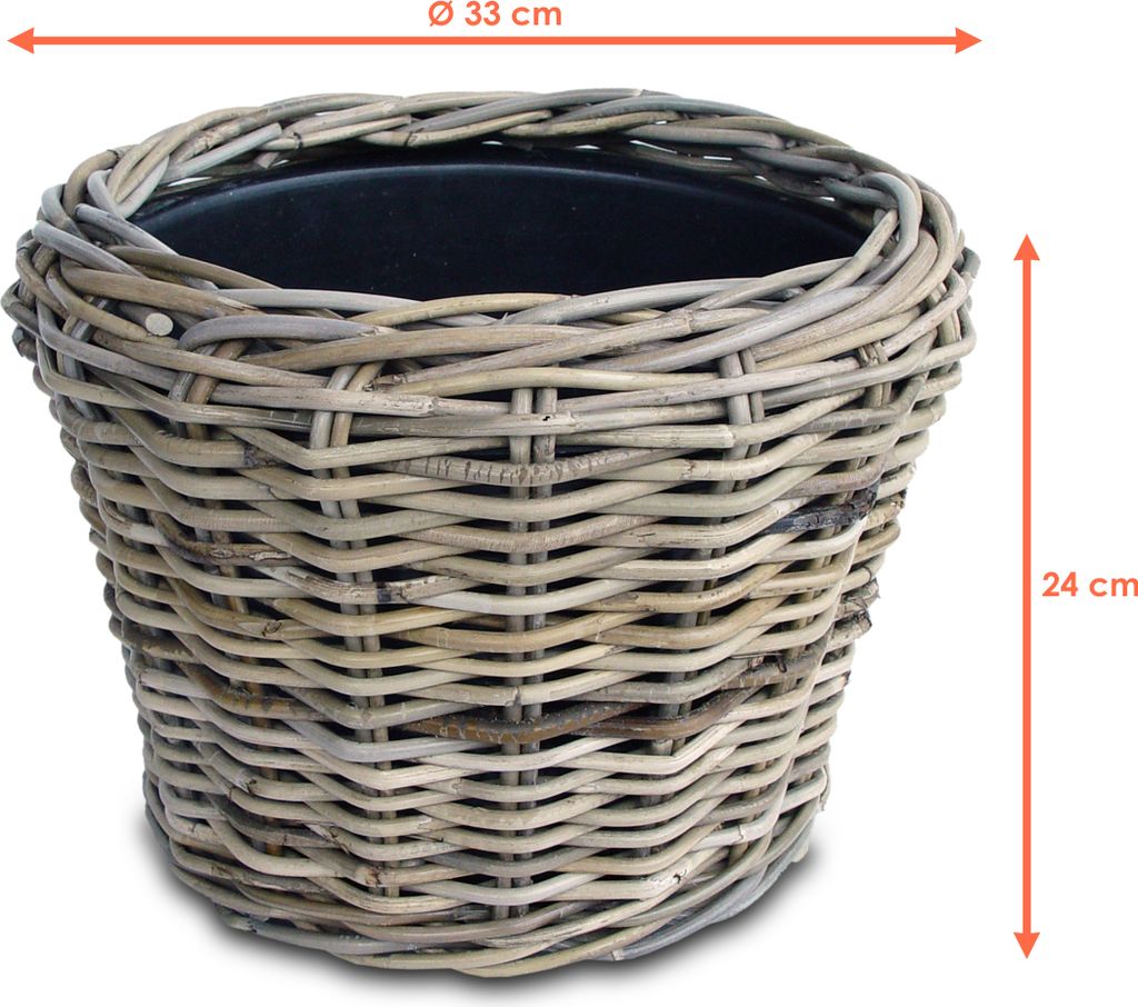 Rattan Pflanztopf mit Kunststoff Einsatz - 33 x 24 cm - Produktbild 2