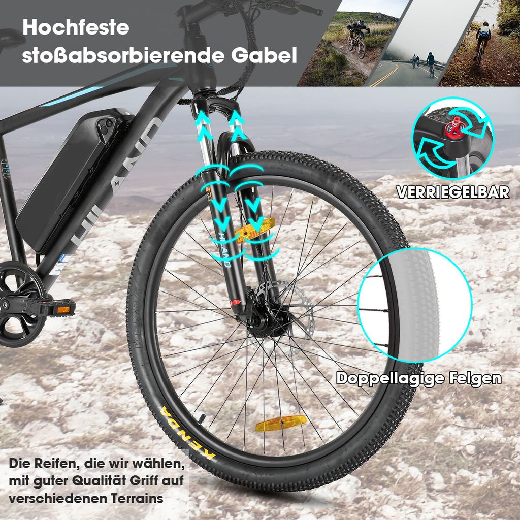 Hiland 26 Zoll Herren Damen Elektrofahrrad, 7 Gang Produktbild 5
