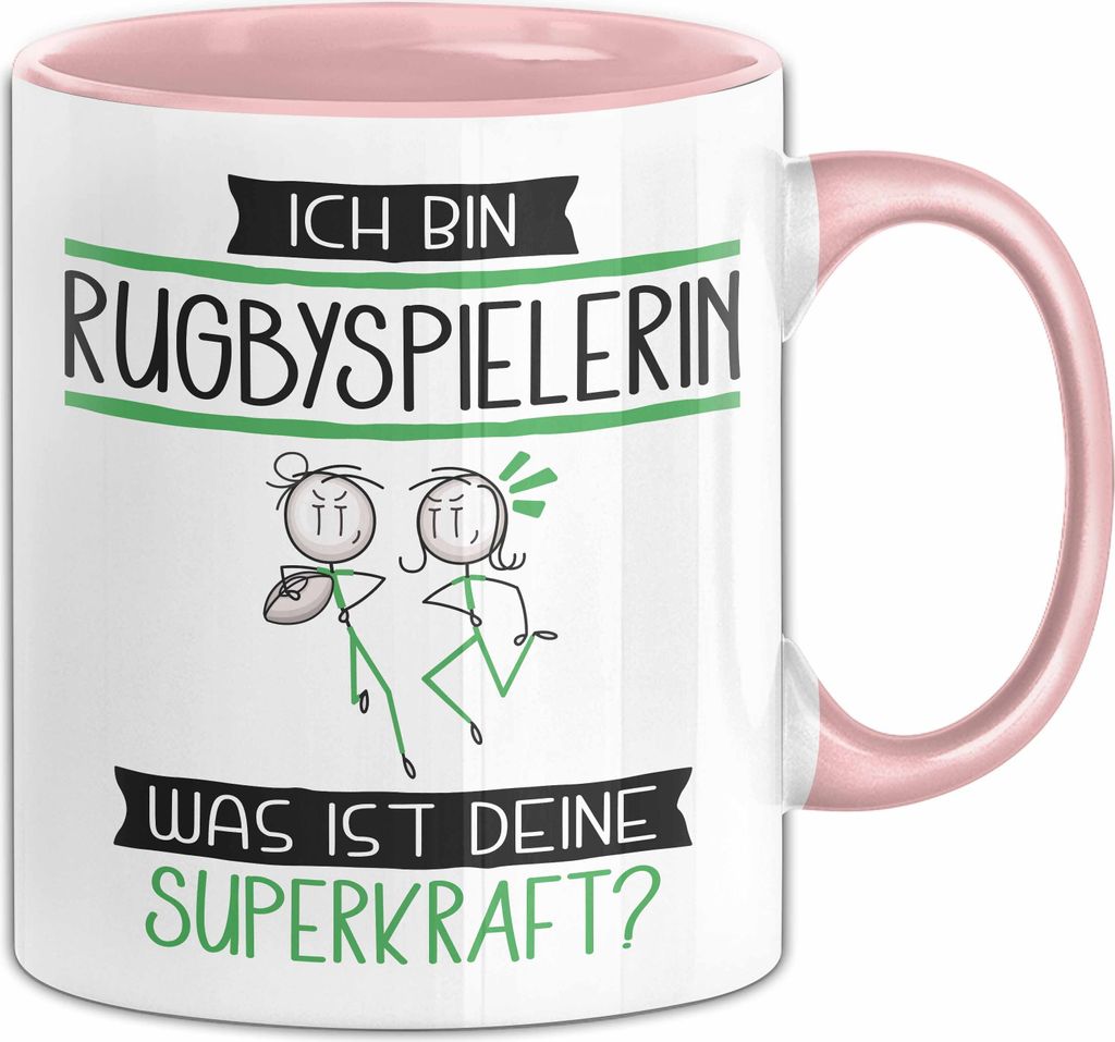 Rugbyspielerin Geschenk Tasse Ich Bin Rugbyspielerin Was Ist Deine Superkraft Geschenkidee Lustig Geburtstag Weihnachten (Rosa)