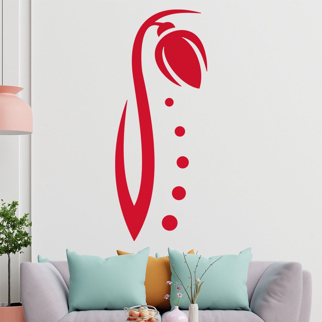 Blume - Linien Punkte Wandtattoo in 6 Größen - Wandaufkleber Wall Sticker - Dekoration, Küche, Wohnzimmer, Schlafzimmer, Badezimmer