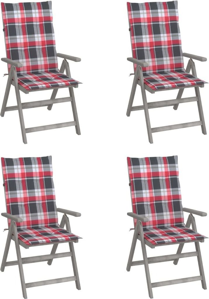 Design Möbel Hochlehner Verstellbar 4er Set mit Auflagen Massivholz Akazie - 2024 Neu