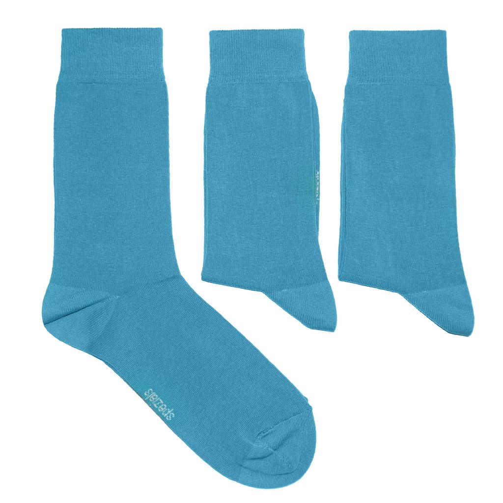Herren Business Socken 3-er Pack aus Baumwolle Ozean Mittelblau Größe 43-46